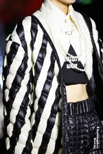 BLACK&WHITE RATTAN STYLE GOOSE DOWN COAT