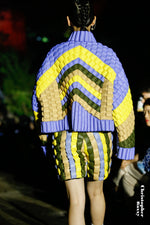 5-DIMENSIONAL TEXTURE COLOR BLOCK GOOSE DOWN JACKET